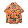 Summer Instagram retro floral full-print short-sleeved shirt for men, streetwear brand, laid-back style couple floral shirt coat Item Picture